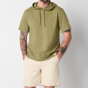 Walker Hayes Jersey Short Sleeve Hoodie Army green Drawstring Mens M Comfy NWT